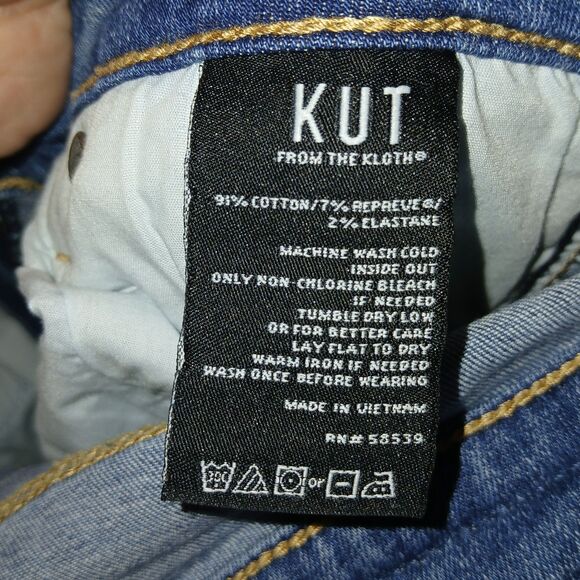 Kut Women's Stella Blue Jeans Raw Hem Wide Leg Size 6 Comfort Everyday Wear - Picture 7 of 16